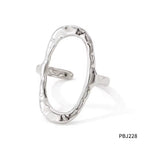 Punk Simple Oval round Rings Chic 18K Gold Plated Adjustable Opening Cuff Geometric Stainless Steel Ring for Women Men Unisex