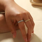 18K Gold Plated Cubic Zircon Stainless Steel Women Men Ring Waterproof Couple Ring for Lovers Hypoallergenic