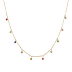 Waterproof Shining Dangle Colorful Diamond Cz Stainless Steel 18K Gold Rhinestone Choker Necklace
