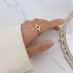 Selling 18K Gold Plated Stainless Steel Thick Curb Cuban Chain Rings for Lady and Men