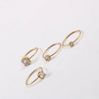 3/4/5/6Mm Cz Diamond Riings Waterproof 18K Gold Plated Fine Linellae Stainless Steel Zirconia Rings for Women