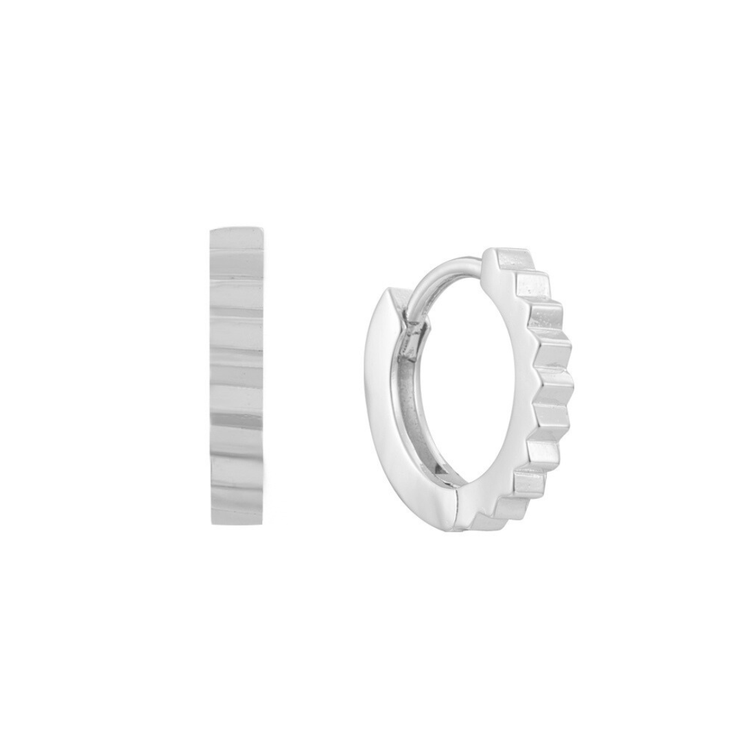 Silver hoop earrings on a white background