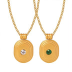 Non Tarnish Stainless Steel Jewelry Wholesale Zircon Pendant Link Chain Necklace