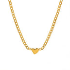 Trendy 18K Gold Plated Stainless Steel Jewelry Figaro Chain Link Cute Love Heart Necklace for Women