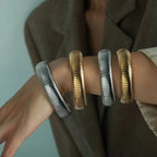 JEWELRY SZ02 New Stretch Circle Bangles Stainless Steel 18K Gold Plated Fashion Bangles