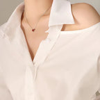 Elegant Stainless Steel Red Heart Pendant Necklace Titanium Steel Acrylic for Women Jewelry