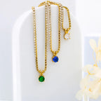 Stainless Steel Birthstone Charm Jewelry China Wholesale 12 Month Colorful Rhinestone Pendant Necklace Pendant